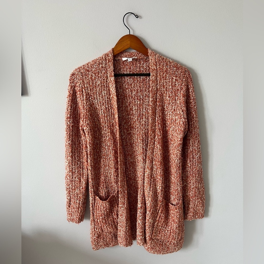 BB Dakota Speckled Rust and Cream Open-Front Cardigan